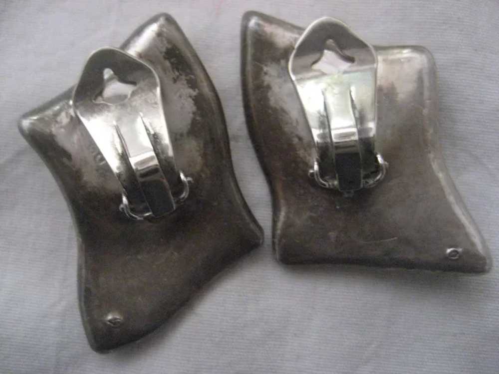 Sterling Silver Vintage Clip Earrings - image 2