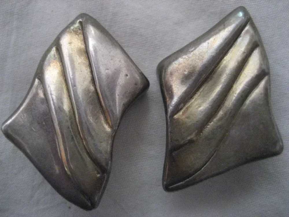 Sterling Silver Vintage Clip Earrings - image 5