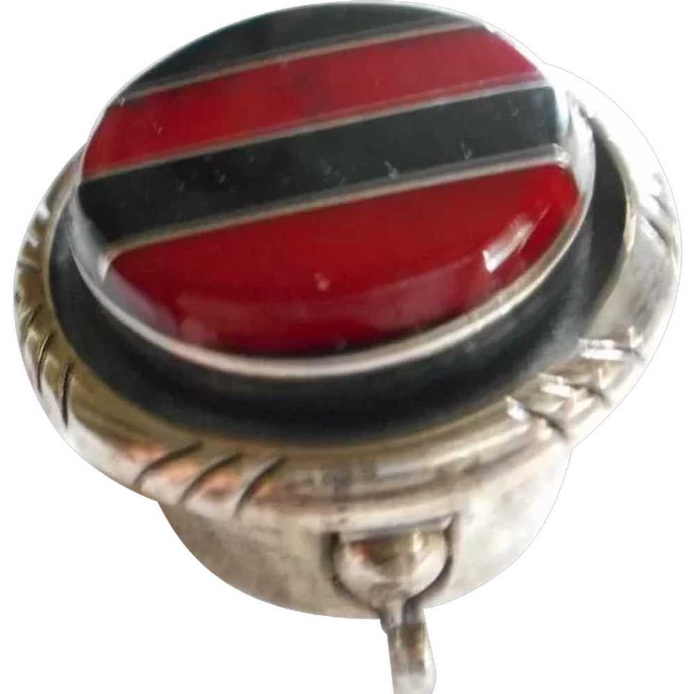 Sterling Silver Inlay Pill Box - image 1