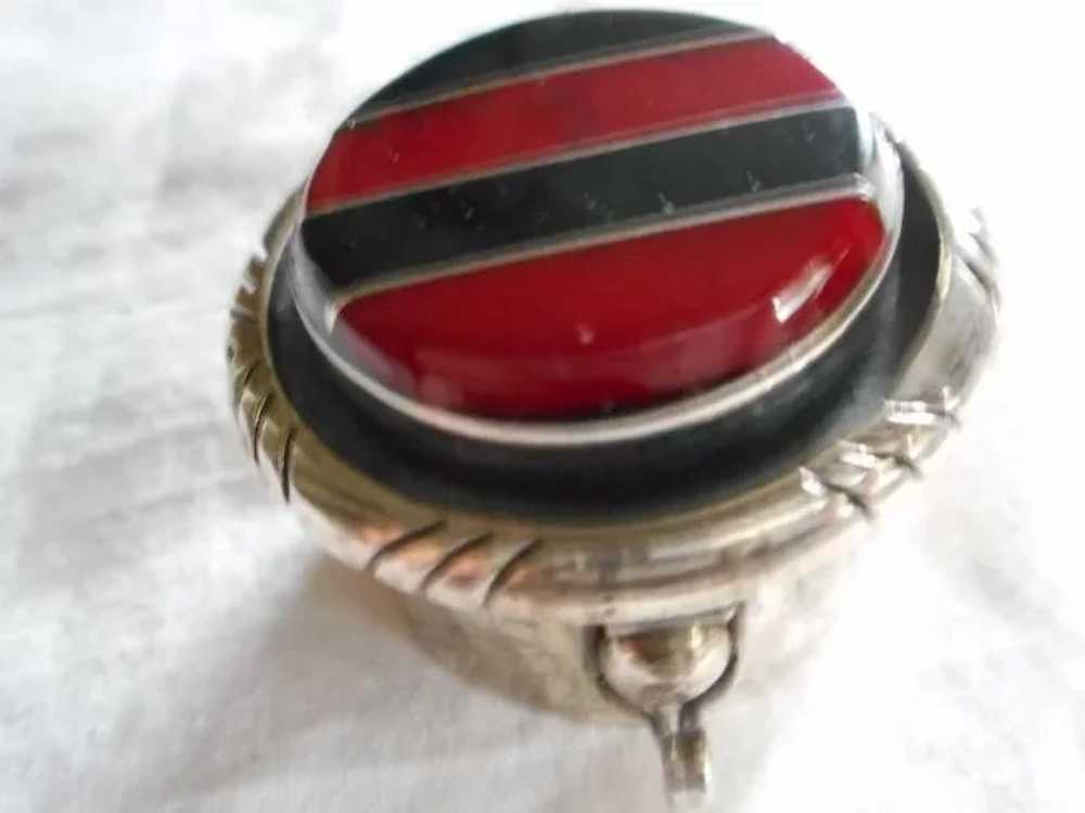 Sterling Silver Inlay Pill Box - image 7