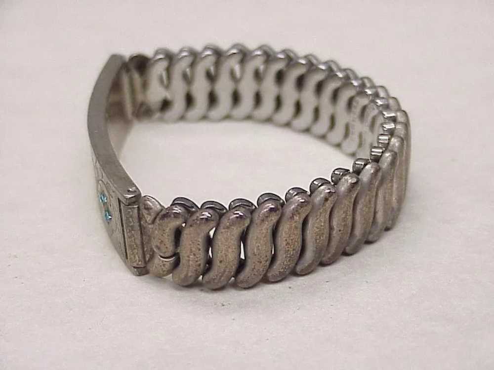 Sweetheart Expansion Bracelet Sterling Silver Rhi… - image 6