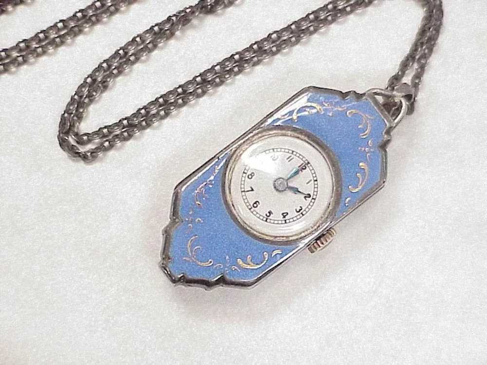 Colorful Enameled Pendant Watch Sterling Silver c… - image 2