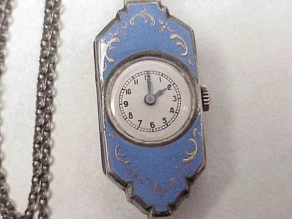 Colorful Enameled Pendant Watch Sterling Silver c… - image 3