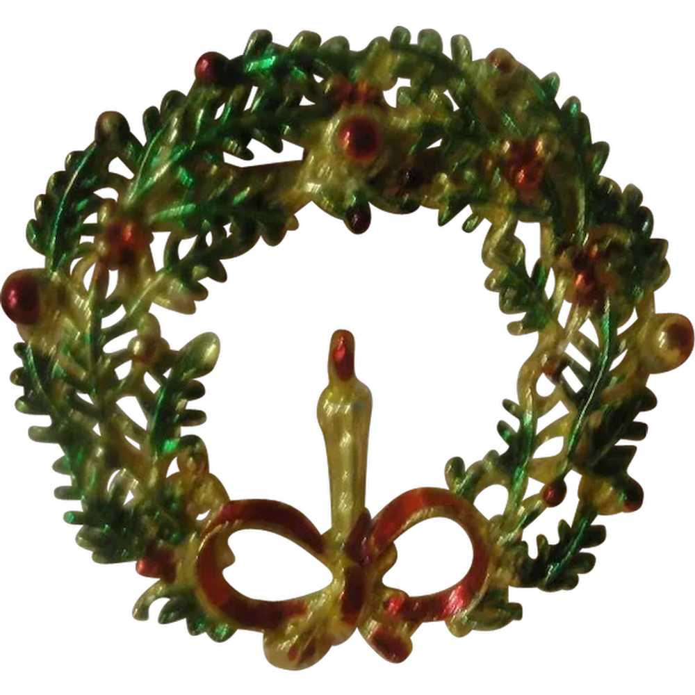 Candle in wreath Pin - Free shipping - image 1