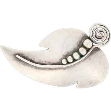 Cone Leaf Brooch - Sterling Silver Vintage Pin - image 1