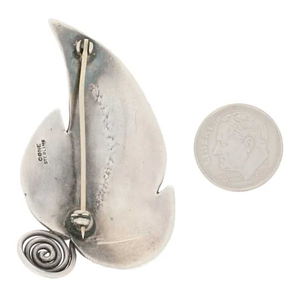 Cone Leaf Brooch - Sterling Silver Vintage Pin - image 3