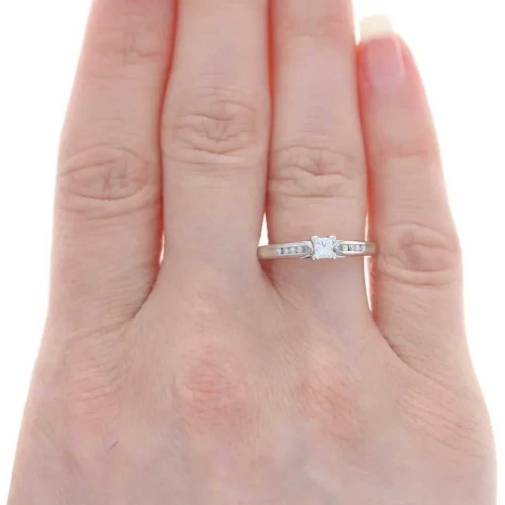 White Gold Diamond Engagement Ring - 14k Princess… - image 2