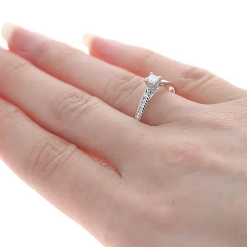 White Gold Diamond Engagement Ring - 14k Princess… - image 4
