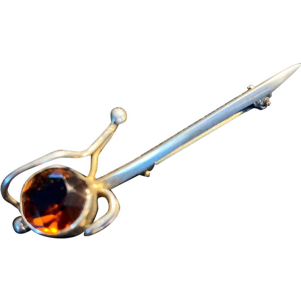 Citrine Sterling Silver Scottish Sword Brooch Pin… - image 1