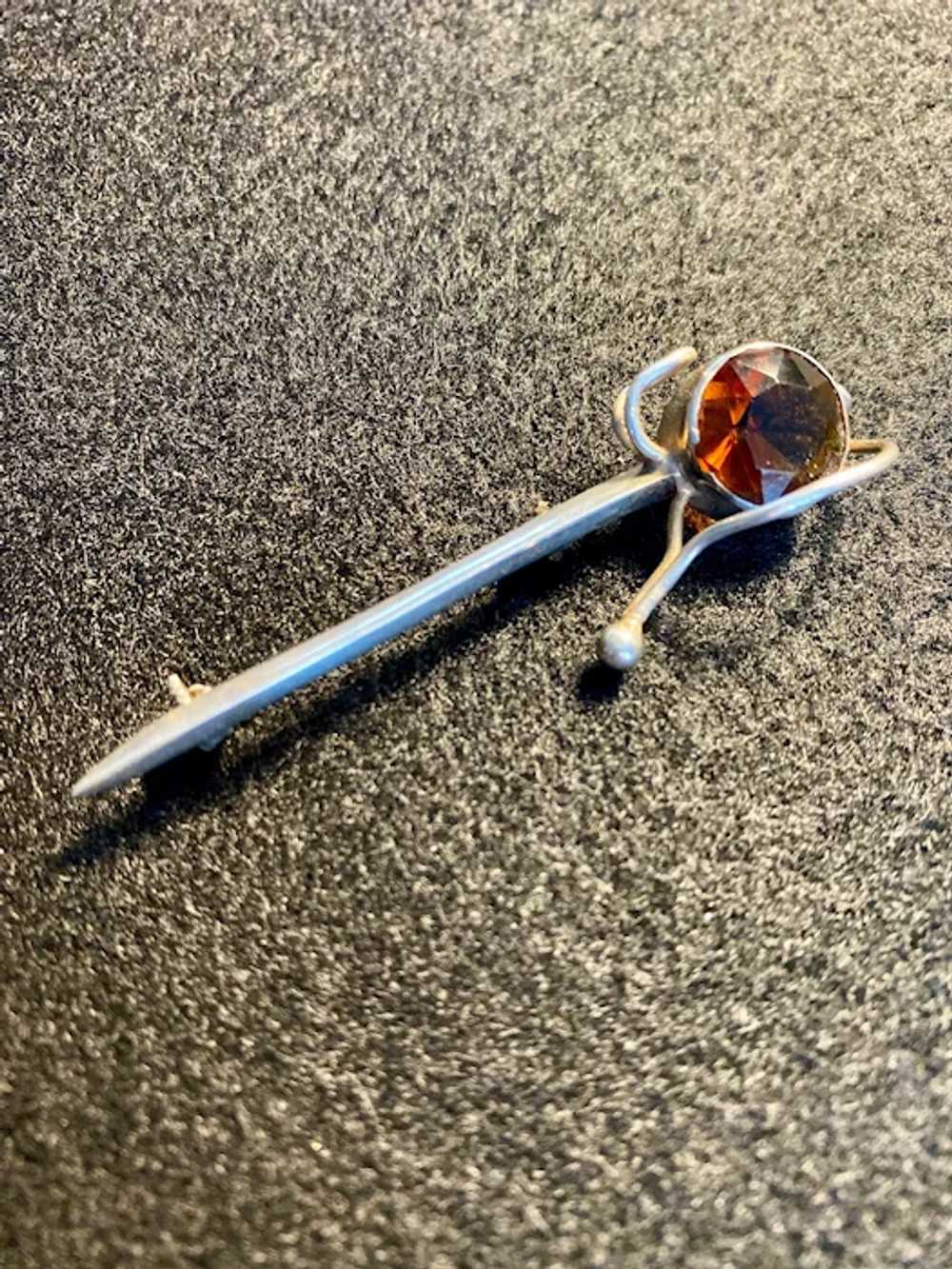 Citrine Sterling Silver Scottish Sword Brooch Pin… - image 6