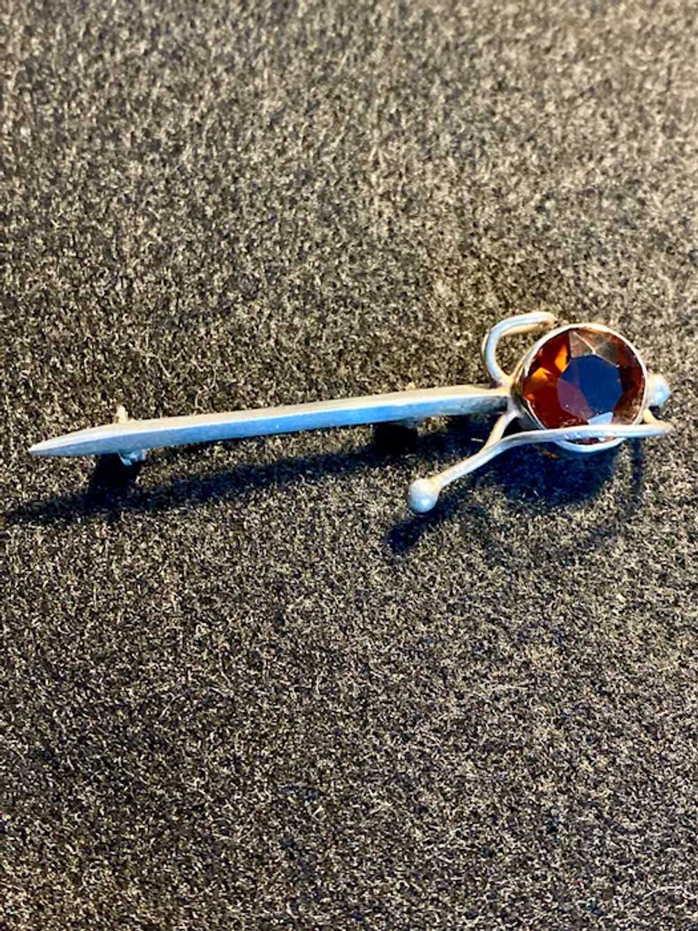 Citrine Sterling Silver Scottish Sword Brooch Pin… - image 8