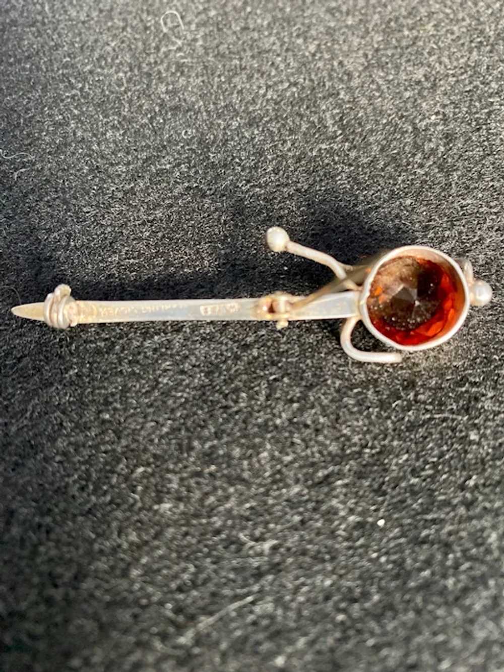 Citrine Sterling Silver Scottish Sword Brooch Pin… - image 9