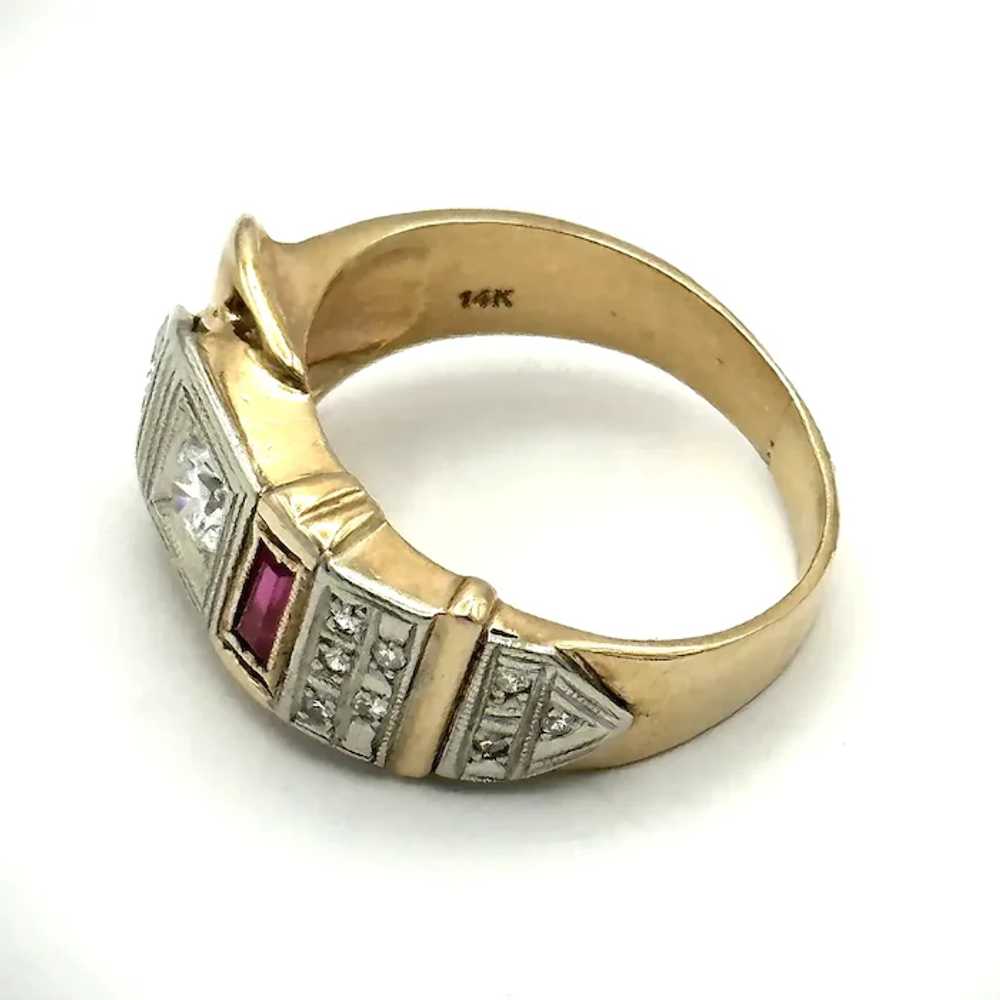 14kt Diamond and ruby buckle ring - image 4
