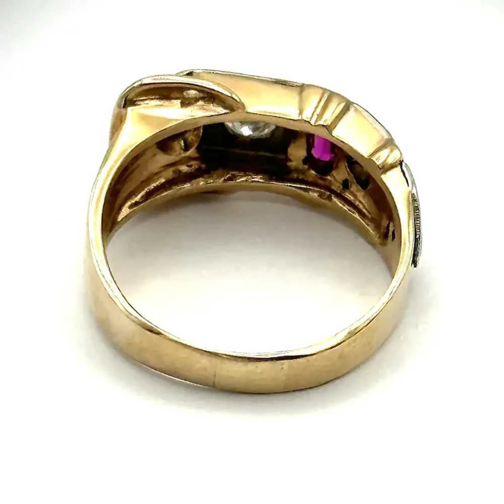 14kt Diamond and ruby buckle ring - image 5