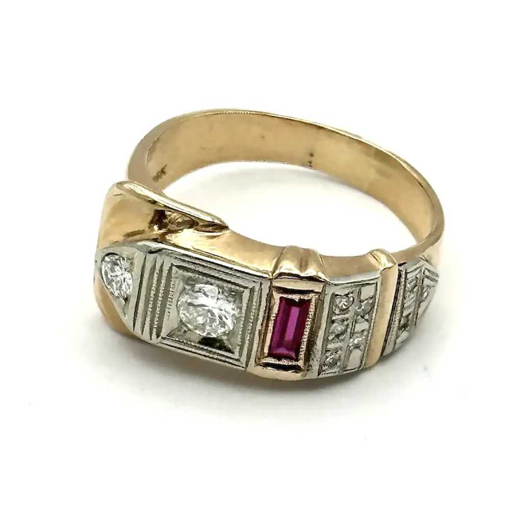 14kt Diamond and ruby buckle ring - image 6
