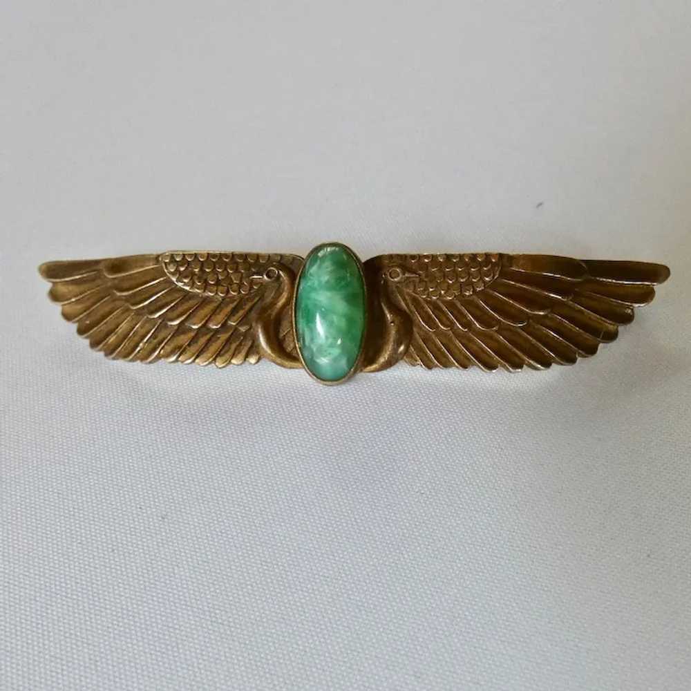 Antique Egyptian Revival Winged Peking Glass Pin … - image 2