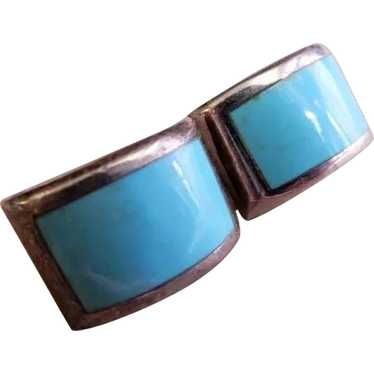 Mid-Century Mexican Sterling Silver & Turquoise P… - image 1
