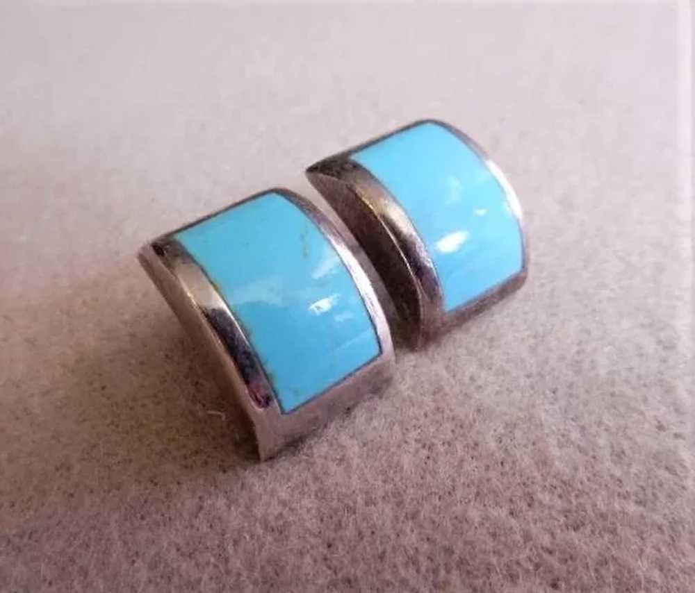 Mid-Century Mexican Sterling Silver & Turquoise P… - image 2