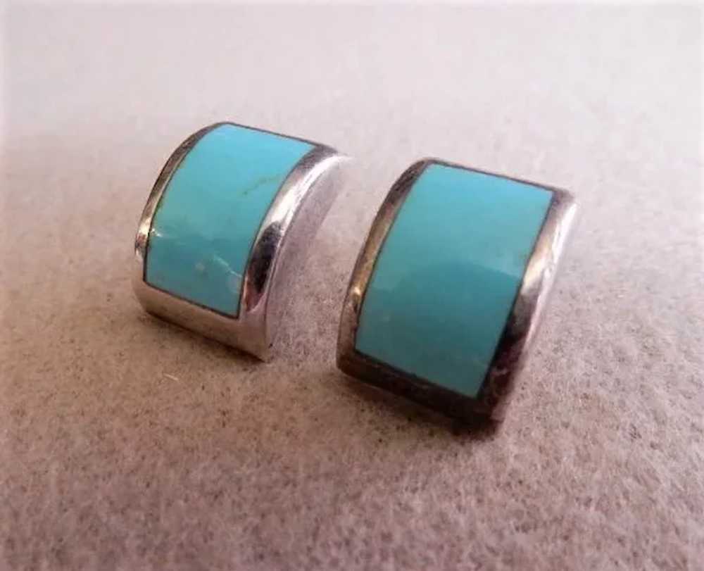Mid-Century Mexican Sterling Silver & Turquoise P… - image 3