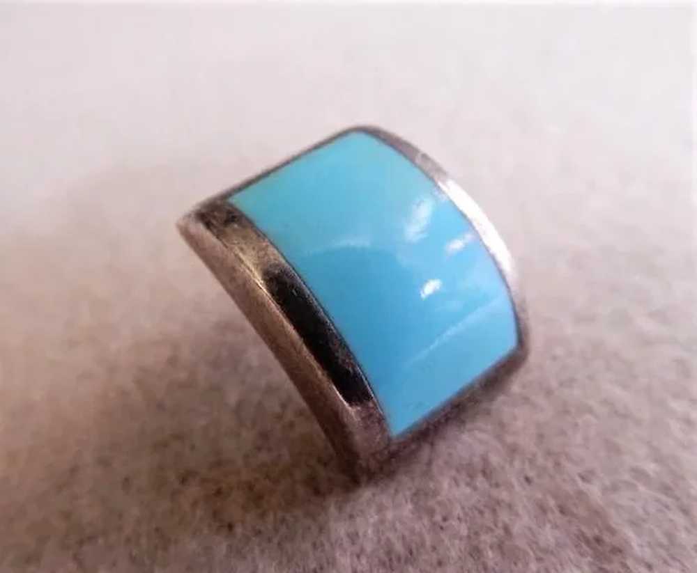 Mid-Century Mexican Sterling Silver & Turquoise P… - image 4