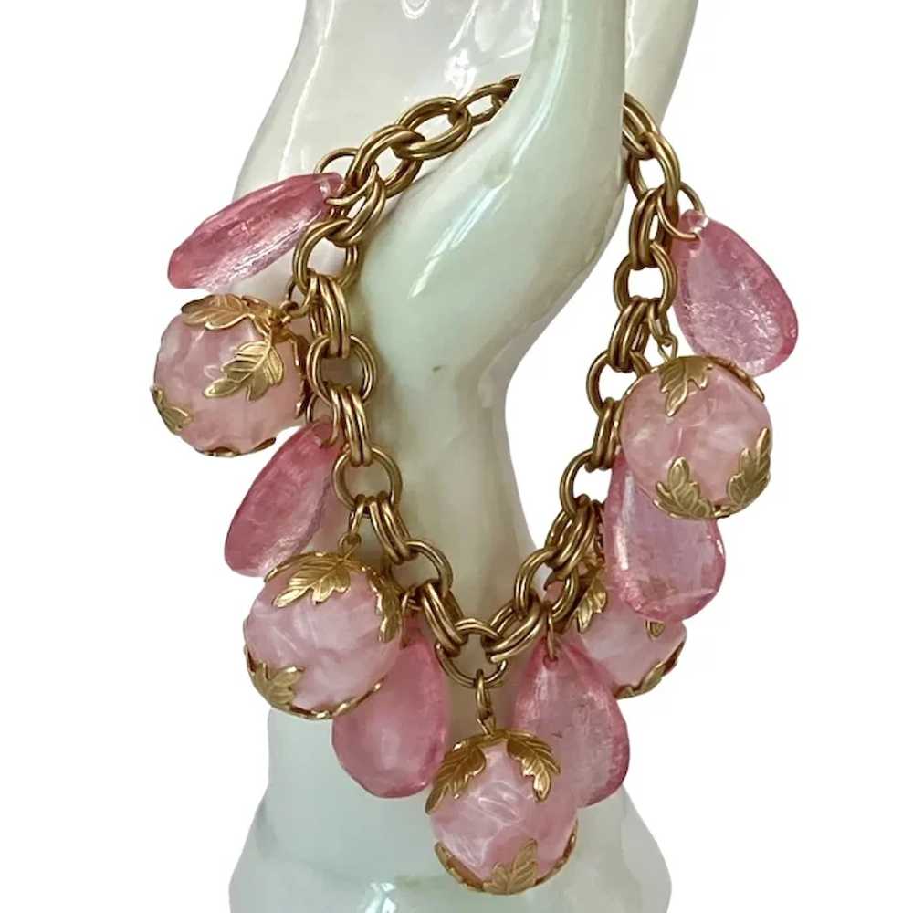 Vintage Pink Plastic Dangle Cha Cha Bracelet - image 2