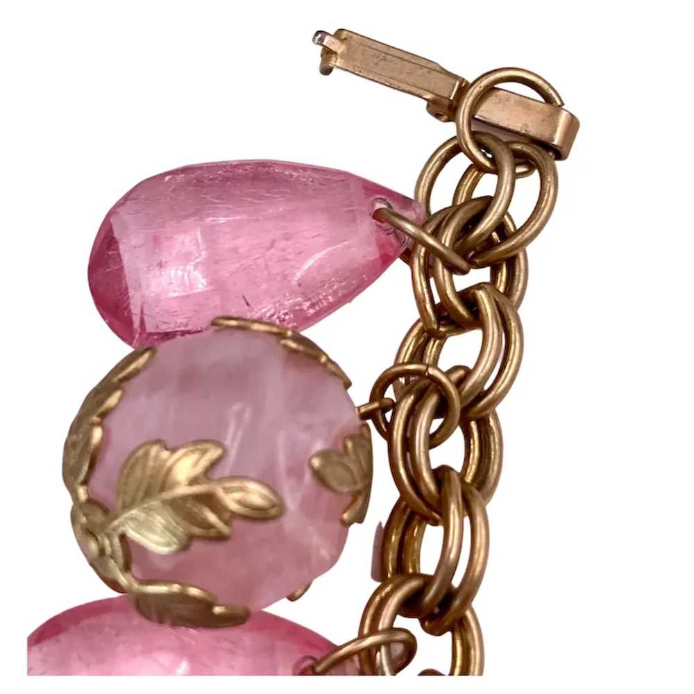 Vintage Pink Plastic Dangle Cha Cha Bracelet - image 3