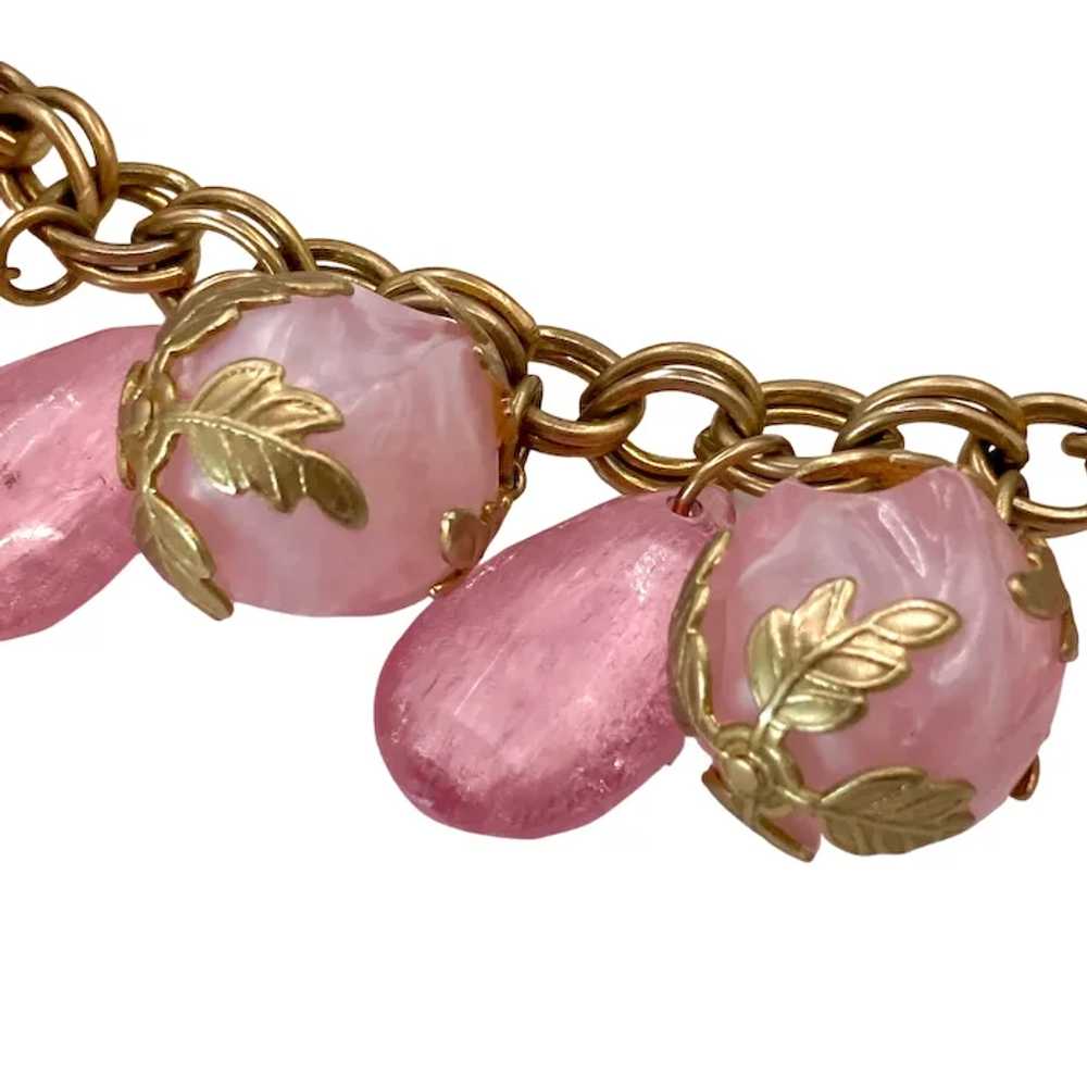 Vintage Pink Plastic Dangle Cha Cha Bracelet - image 4