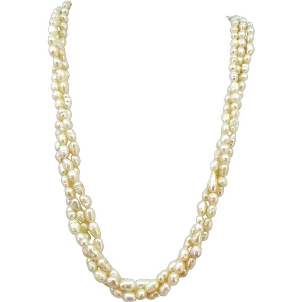 VINTAGE Three Strands of Freshwater Pearls  Twist… - image 1