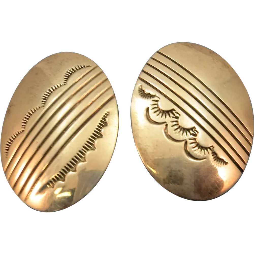 VINTAGE  Mismatched Oval Clip Earrings  Interesti… - image 1