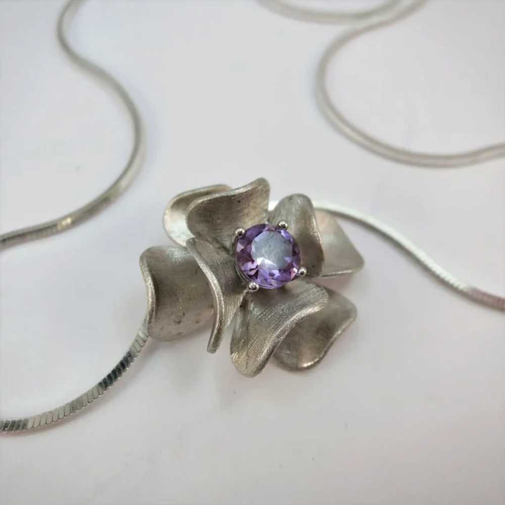 VINTAGE Sterling Chain and Flower  Colored Flower… - image 4