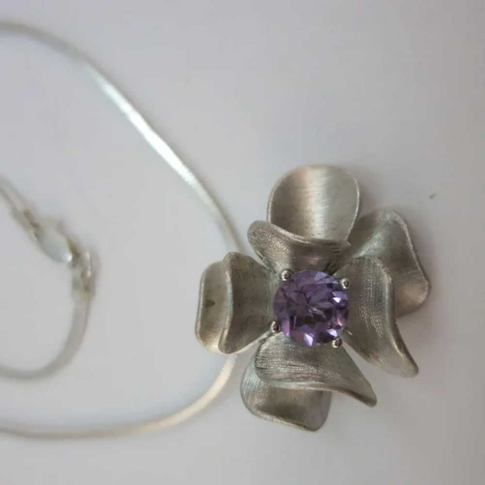 VINTAGE Sterling Chain and Flower  Colored Flower… - image 6