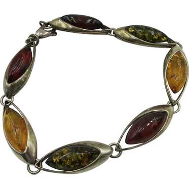 VINTAGE  7  Sterling Amber Links Bracelet  8 Inch… - image 1