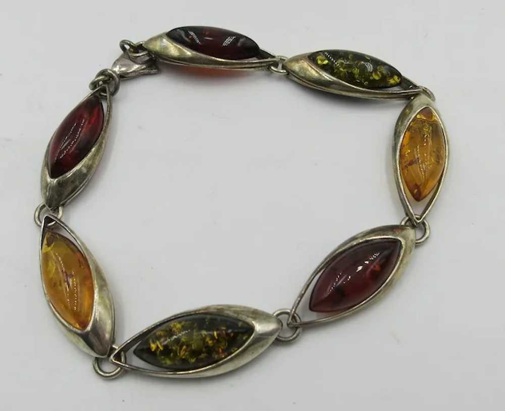 VINTAGE  7  Sterling Amber Links Bracelet  8 Inch… - image 5