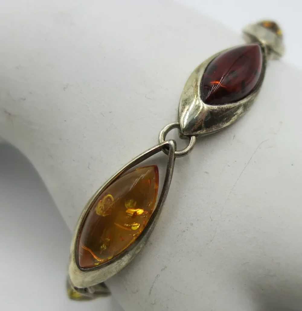 VINTAGE  7  Sterling Amber Links Bracelet  8 Inch… - image 6