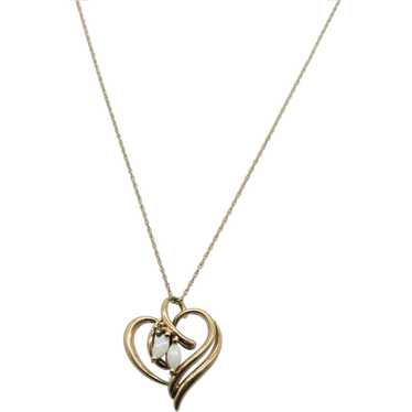 VINTAGE  10K  Yellow Gold Heart Pendant and 22 In… - image 1