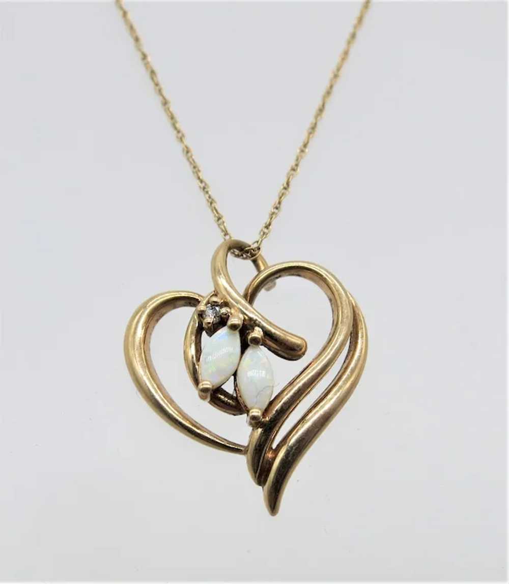 VINTAGE  10K  Yellow Gold Heart Pendant and 22 In… - image 3