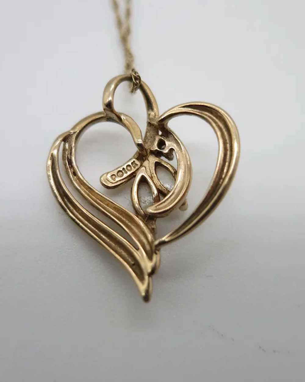 VINTAGE  10K  Yellow Gold Heart Pendant and 22 In… - image 5