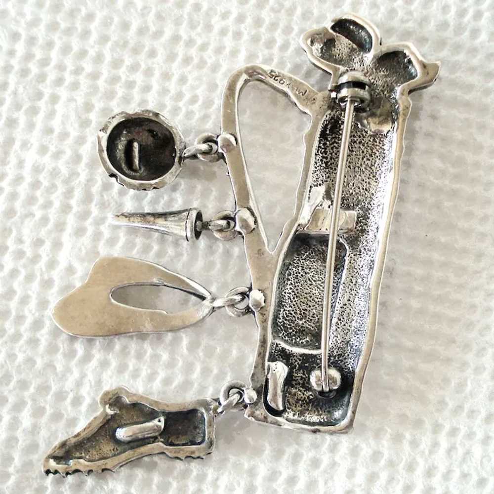 Sterling Silver Golf Brooch Pin With Charms - image 3