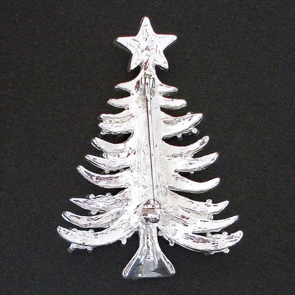 Aurora Rhinestone Silvertone Christmas Tree Pin B… - image 2