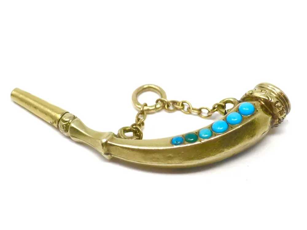 9ct Gold Cased Horn Claw Shape Turquoises & Ameth… - image 10