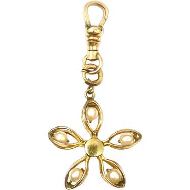 Antique Victorian Rolled Gold Seed Pearl Flower P… - image 1