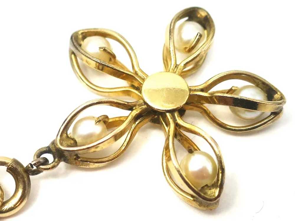 Antique Victorian Rolled Gold Seed Pearl Flower P… - image 2