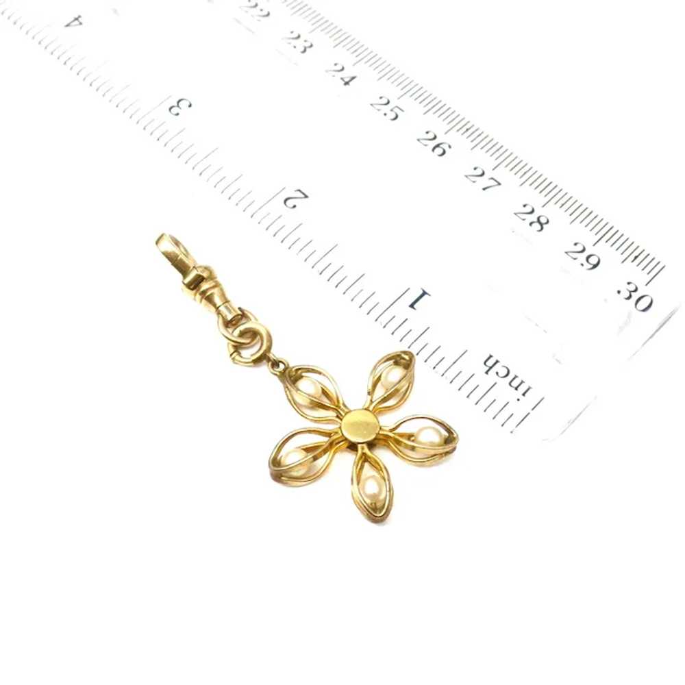 Antique Victorian Rolled Gold Seed Pearl Flower P… - image 5