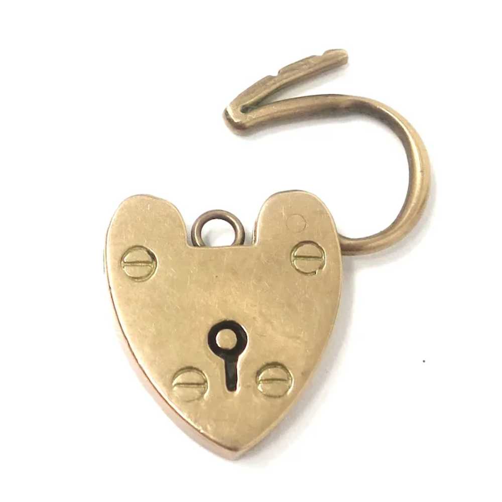 Edwardian c1910 9ct Rose Gold Heart Shaped Padloc… - image 8