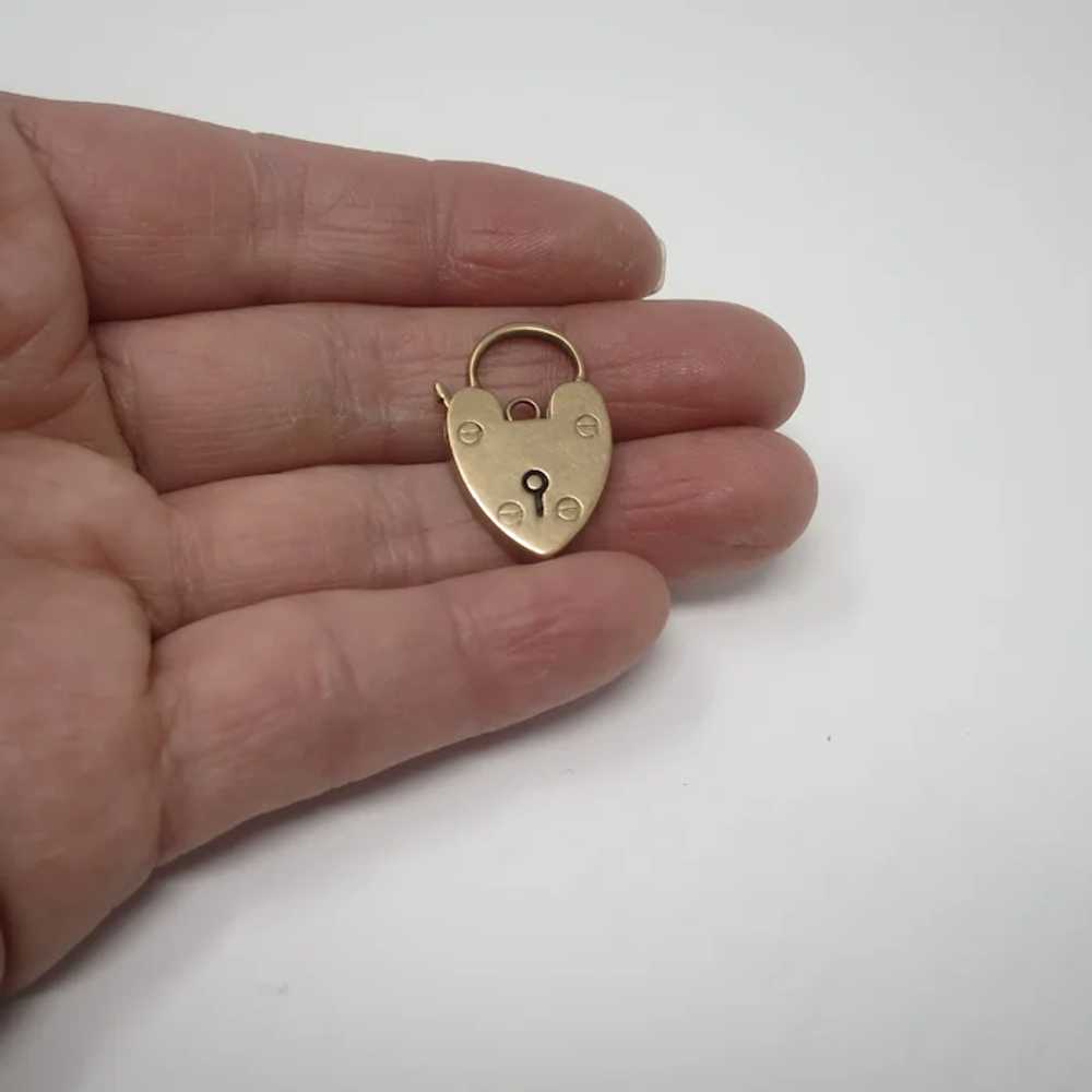 Edwardian c1910 9ct Rose Gold Heart Shaped Padloc… - image 9