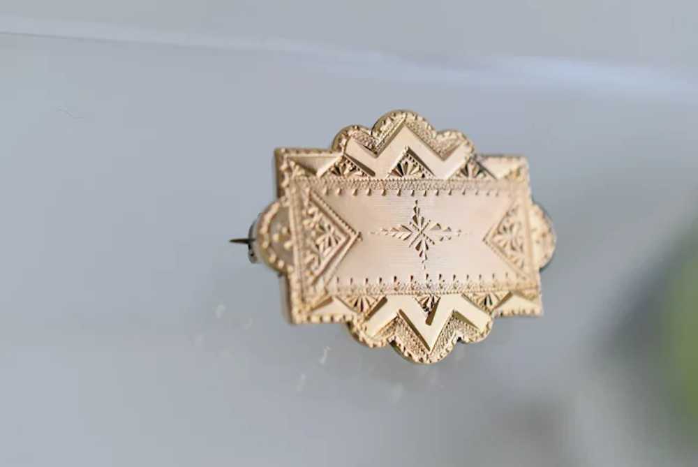 Antique Victorian 10K Engraved Brooch/Pendant - image 2
