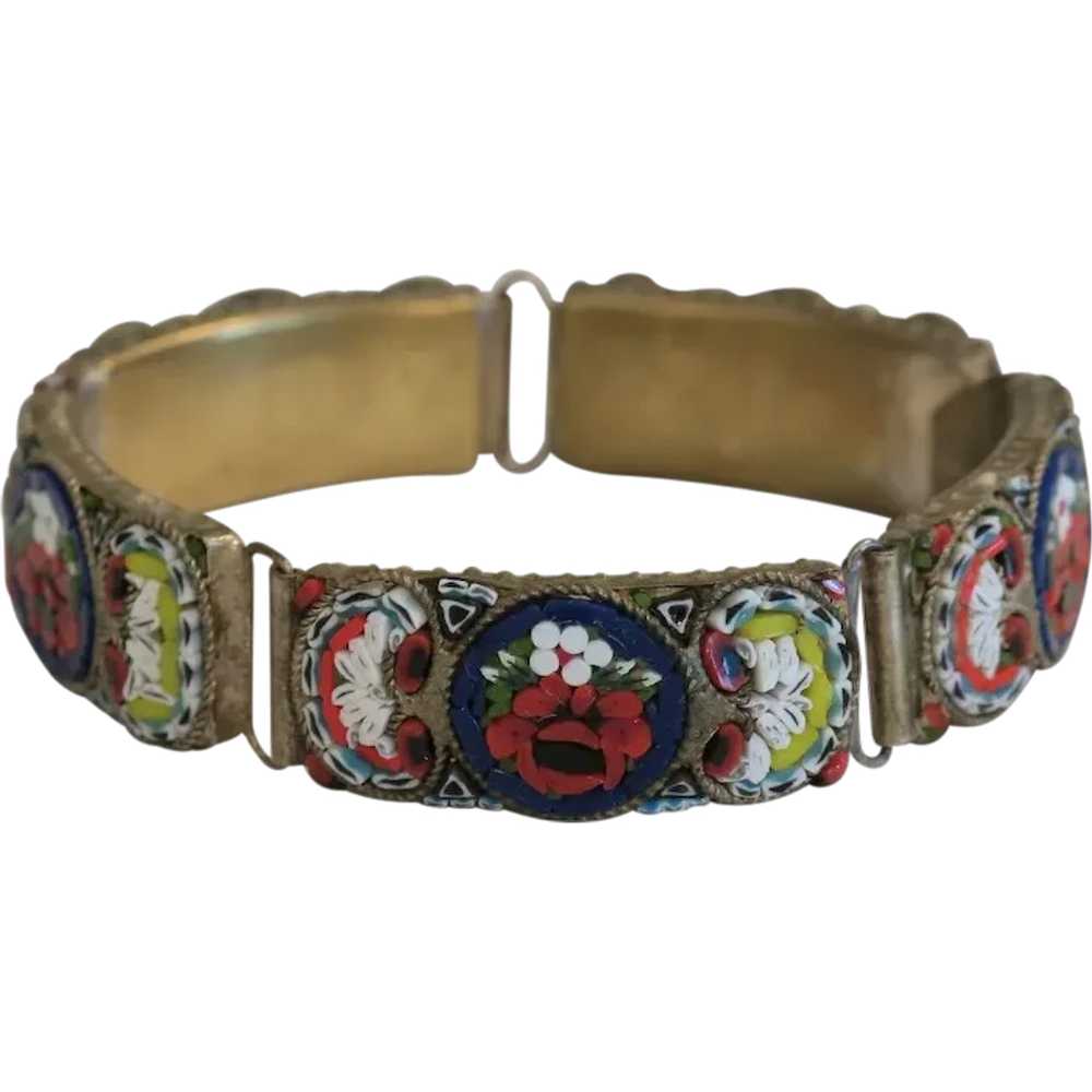 Antique Micro Mosaic bracelet, gilt metal, 19th c… - image 1