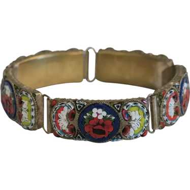 Antique Micro Mosaic bracelet, gilt metal, 19th c… - image 1