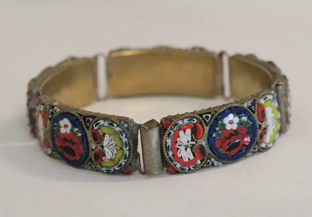 Antique Micro Mosaic bracelet, gilt metal, 19th c… - image 4