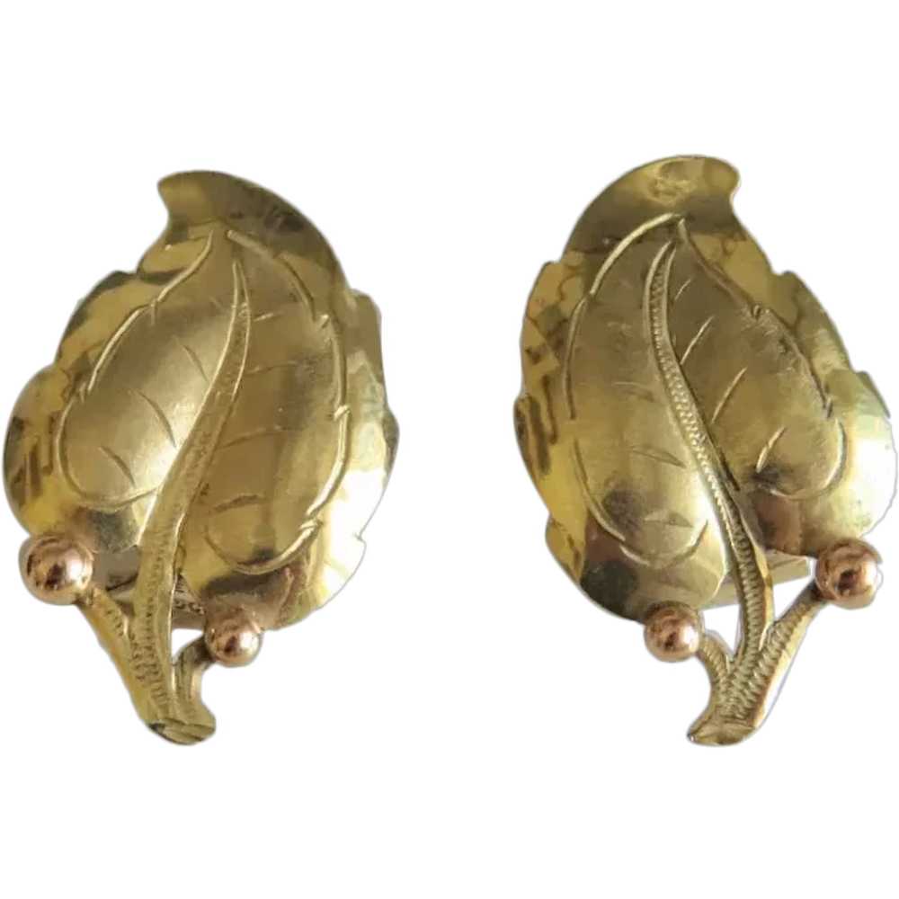 Vintage 14 k yellow gold ear clips, ca. 1960 - image 1